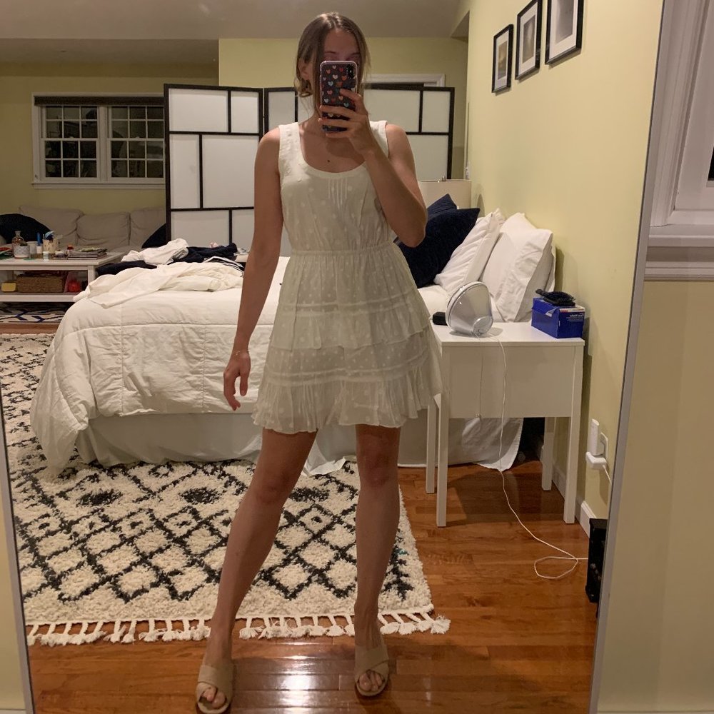 White Polka Dot Juicy Couture Mini Party Dress with Keyhole Back